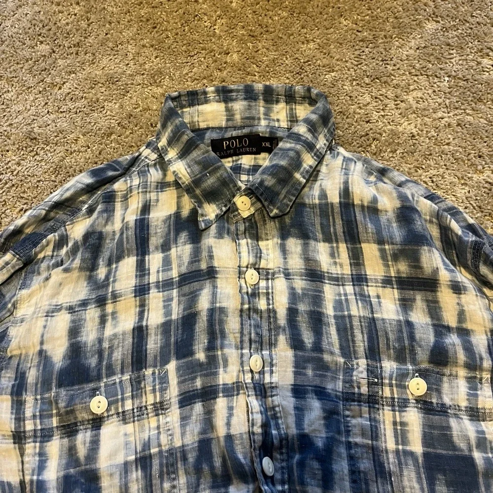 Polo Ralph Lauren Bleached Denim‎ Style Button Up Men's 2XL Lightweight